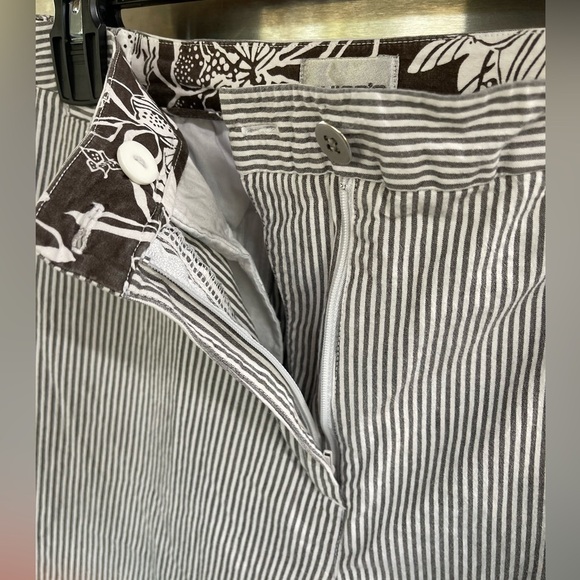 Chico's Cotton Capri white and gray striped back pocket wide legs size J1 Cool - Picture 2 of 9